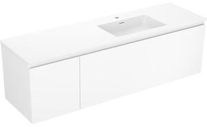 Mexen Orio, koupelnová skříňka 160 cm s pravým umyvadlem Otis, 1S, 1D, bílá matná, 91A13-16047-3-BBFF01-W18P01