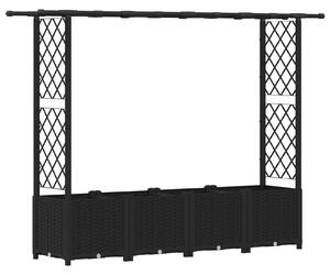 Vyvýšený záhon s treláží a střechou Černá 203 x 40 x 136 cm PP