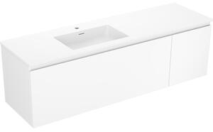 Mexen Orio, koupelnová skříňka 160 cm s levým umyvadlem Otis, 1S, 1D, bílá matná, 91A13-16047-3-BBFF01-W18L01