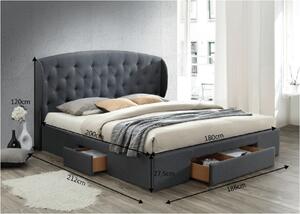 Tempo Kondela Čalouněná postel OLINA NEW 180x200, s úložným prostorem, šedá