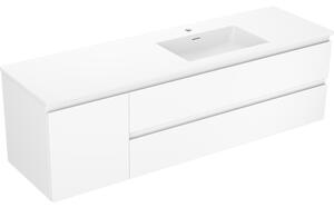Mexen Orio, koupelnová skříňka 160 cm s pravým umyvadlem Otis, 2S, 1D, bílá matná, 91A13-16047-3-BBFFF01-W18P01