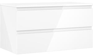 Mexen Orio, koupelnová skříňka 90 cm s horní částí, 2 zásuvky, bílá lesklá, 91A10-09047-2-BFFC00