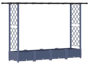 Vyvýšený záhon s treláží a střechou Šedá 203 x 40 x 121 cm PP