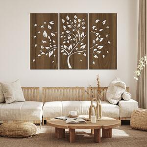 Dřevo života | 3 dílný dřevěný strom PODZIM | Barva: Bílá | Rozměry (cm): 240x160