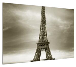 Obraz Eiffelovy věže a růžového auta (100x70 cm)