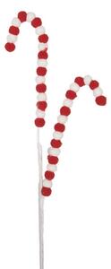 Červeno-bílá vánoční dekorace / zápich dvě lízátka Candy Cane z bambulek – 60 cm