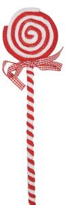 Červeno-bílá vánoční dekorace kulaté lízátko Candy Cane s mašlí – 41 cm