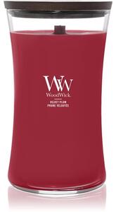 Woodwick Velvet Plum vonná svíčka s dřevěným knotem 609 g