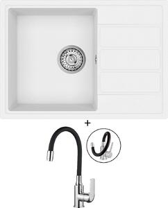 SET Aquastone LAGO 30 bílá + Kuchinox ELZA BKE 761 chrom/černá