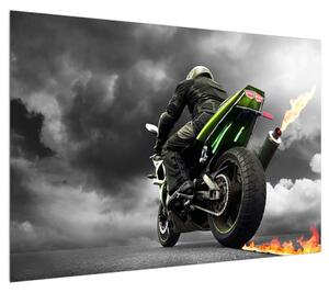 Obraz motorkáře na motorce (100x70 cm)