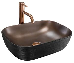 Rea Belinda, umyvadlo na desku 465x330x135 mm, měděná matná-černá struktura, REA-U6384