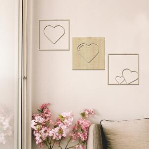 Dřevo života | 3dílná kolekce dřevěných srdcí na zeď | Barva: Šedá | Rozměry (cm): 20x20
