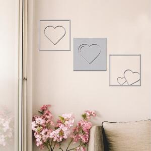 Dřevo života | 3dílná kolekce dřevěných srdcí na zeď | Barva: Šedá | Rozměry (cm): 80x80