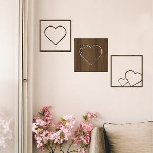 Dřevo života | 3dílná kolekce dřevěných srdcí na zeď | Barva: Ořech | Rozměry (cm): 80x80