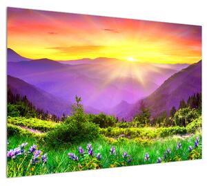 Obraz horské krajiny s východem slunce (100x70 cm)