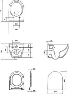 Cersanit Zen záchodová mísa závěsná Bez oplachového kruhu bílá K109-053-ECO