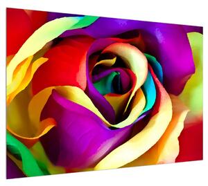 Barevný obraz abstraktní růže (100x70 cm)