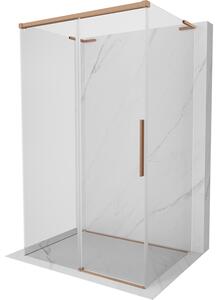 Mexen Rox-3SL, 3-stěnný nástavec na sprchový kout 125 x 90 cm, 8mm čiré sklo, měděný matný profil, 8C2L-125-090-65-00-3S