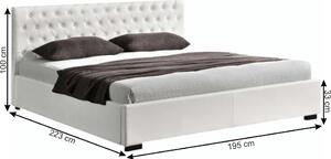 Tempo Kondela Čalouněná postel DORLEN 2 NEW 180x200, s úložným prostorem, bíla