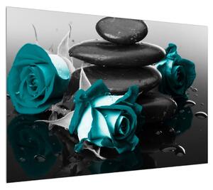 Obraz modrých růží (100x70 cm)