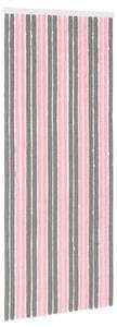 Záclona proti hmyzu Chenille Stříbrně šedá a růžová 90 x 220 cm