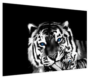 Obraz tygra s mládětem (100x70 cm)