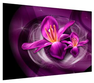 Moderní fialový obraz květů (100x70 cm)