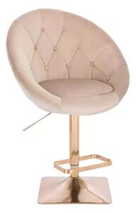 LuxuryForm DESIGN Barová židle VERA VELUR na zlaté hranaté podstavě - latte