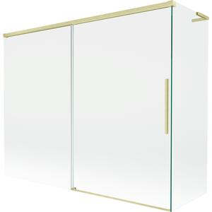 Mexen Rox, L posuvná 2-křídlová vanová zástěna 190 + 80 x 150 cm, 8mm čiré sklo, zlatý matný profil, 8C9L-190-080-55-00