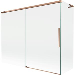 Mexen Rox, L 2-křídlová posuvná vanová zástěna 190 + 80 x 150 cm, 8mm čiré sklo, růžové zlato profil, 8C9L-190-080-60-00