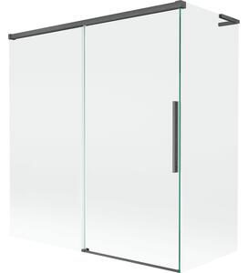 Mexen Rox, L 2-křídlová posuvná vanová zástěna 150 + 70 x 150 cm, 8mm čiré sklo, broušený grafit profil, 8C9L-150-070-66-00