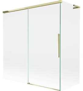 Mexen Rox, L posuvná 2-křídlová vanová zástěna 150 + 70 x 150 cm, 8mm čiré sklo, zlatý lesklý profil, 8C9L-150-070-50-00