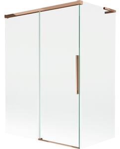 Mexen Rox, L posuvná 2-křídlová vanová zástěna 120 + 70 x 150 cm, 8mm čiré sklo, růžové zlato profil, 8C9L-120-070-60-00