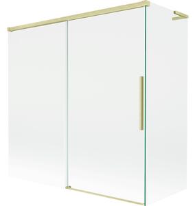 Mexen Rox, L posuvná 2-křídlová vanová zástěna 160 + 70 x 150 cm, 8mm čiré sklo, zlatý matný profil, 8C9L-160-070-55-00