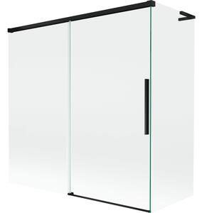 Mexen Rox, L posuvná 2-křídlová vanová zástěna 160 + 75 x 150 cm, 8mm čiré sklo, černý matný profil, 8C9L-160-075-70-00