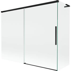 Mexen Rox, L posuvná 2-křídlová vanová zástěna 190 + 80 x 150 cm, 8mm čiré sklo, černý matný profil, 8C9L-190-080-70-00