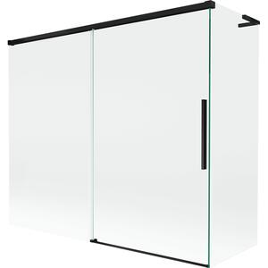 Mexen Rox, L posuvná 2-křídlová vanová zástěna 180 + 80 x 150 cm, 8mm čiré sklo, černý matný profil, 8C9L-180-080-70-00