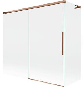 Mexen Rox, L posuvná 2-křídlová vanová zástěna 170 + 70 x 150 cm, 8mm čiré sklo, růžové zlato profil, 8C9L-170-070-60-00