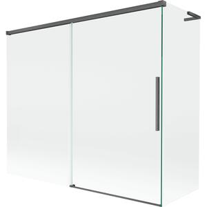 Mexen Rox, L posuvná 2-křídlová vanová zástěna 180 + 80 x 150 cm, 8mm čiré sklo, broušený grafit profil, 8C9L-180-080-66-00