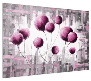 Abstraktní obraz - růžové balónky (100x70 cm)