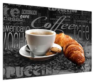 Obraz kávy a croissantů (100x70 cm)