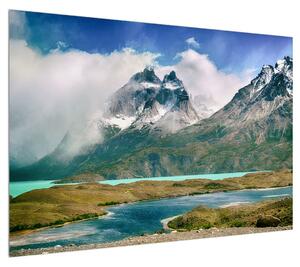 Obraz horské krajiny s řekou (100x70 cm)