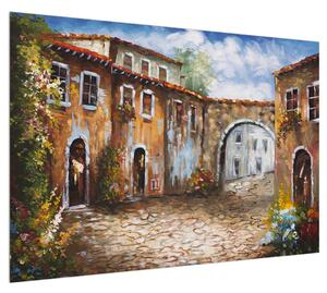Obraz malované středomořské uličky (100x70 cm)