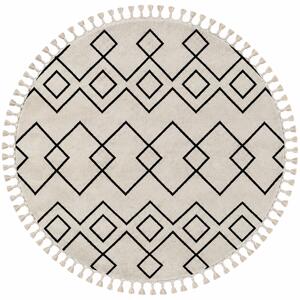 My Flair, Kusový koberec Moroccan Dream weiß kruh, 190x190 (průměr) kruh, černobílá, ložnice