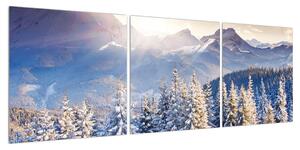 Zimní obraz lesní horské krajiny (120x40 cm)