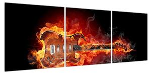 Obraz kytary v ohni (120x40 cm)