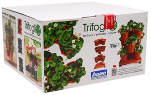 BAMA Květináč modulární TRIFOGLIO, set 3 ks + spodní miska s kolečky, zelený