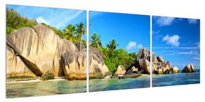 Obraz mořské pláže s palmami (120x40 cm)