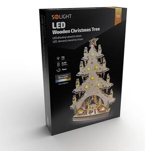 Solight LED dřevěný vánoční stromek s dekoracemi, 23x LED, 64 cm, 2x AA