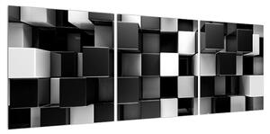 Abstraktní černobílý obraz - kostky (120x40 cm)